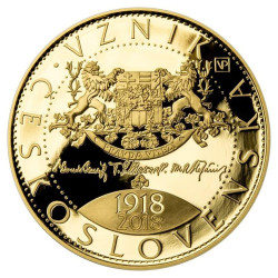 Zlatá minca 1 Oz 10 000 Kč 100. výročie vzniku Československa 2018 Proof