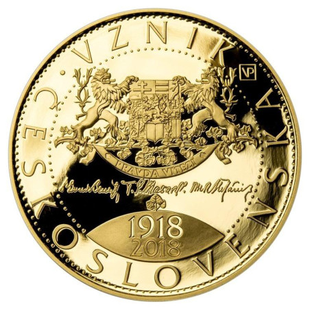 Zlatá minca 1 Oz 10 000 Kč 100. výročie vzniku Československa 2018 Proof