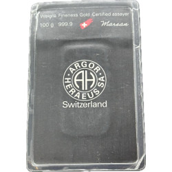 Zlatý slitek 100 g Argor Heraeus litý