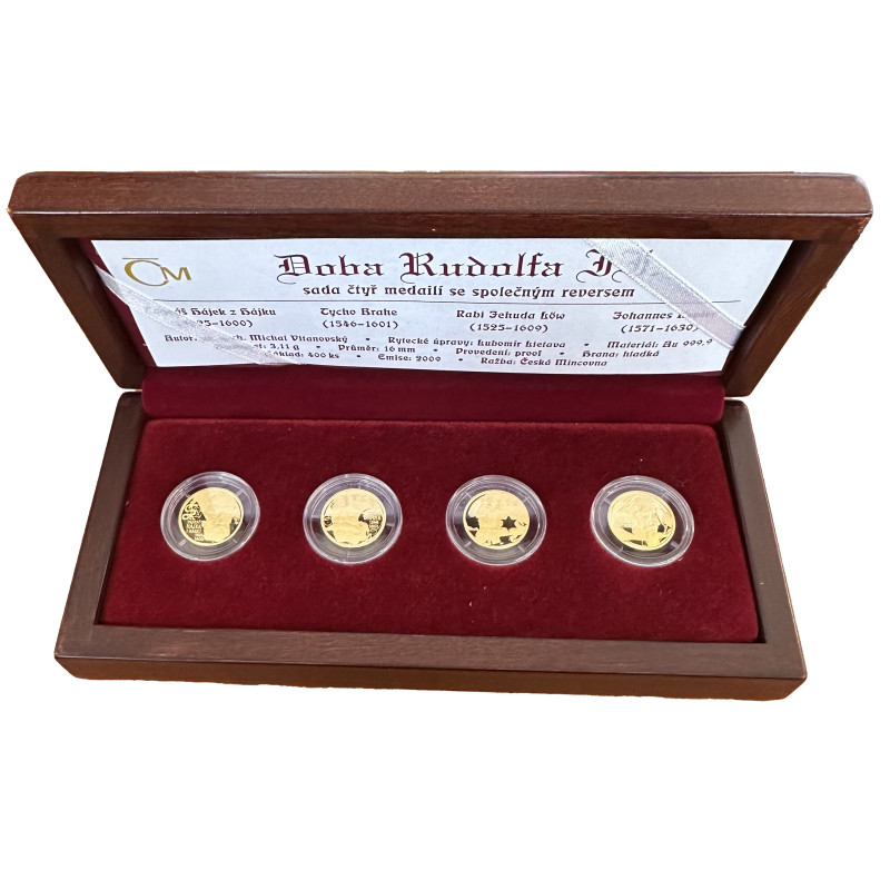 Súprava zlatých medailí 4 x 1/10 Oz Doba Rudolfa II. 2009 Proof