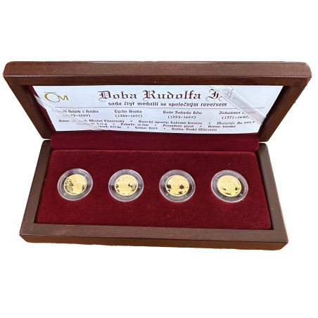 Súprava zlatých medailí 4 x 1/10 Oz Doba Rudolfa II. 2009 Proof