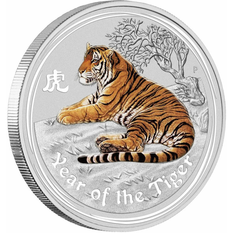 Strieborná minca 1 Oz Lunar Series II Year of the Tiger 2010 Kolorované