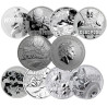 Sada strieborných mincí 9 x 1 Oz Marvel 2017-2021