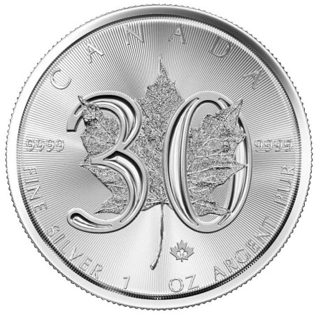Strieborná minca 1 Oz Maple Leaf 2018 - 30th Anniversary