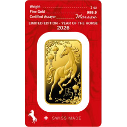 Zlatý zliatok 1 Oz Argor Heraeus Lunar Series III Year of the Horse 2026