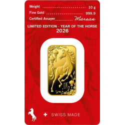 Zlatý zliatok 10 g Argor Heraeus Lunar Series III Year of the Horse 2026
