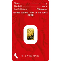 Zlatý zliatok 1 g Argor Heraeus Lunar Series III Year of the Horse 2026