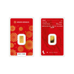 Zlatý zliatok 1 g Argor Heraeus Lunar Series III Year of the Horse 2026