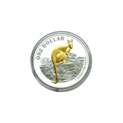 Strieborná minca 1 Oz Kangaroo (RAM) 2010 Pozlátené