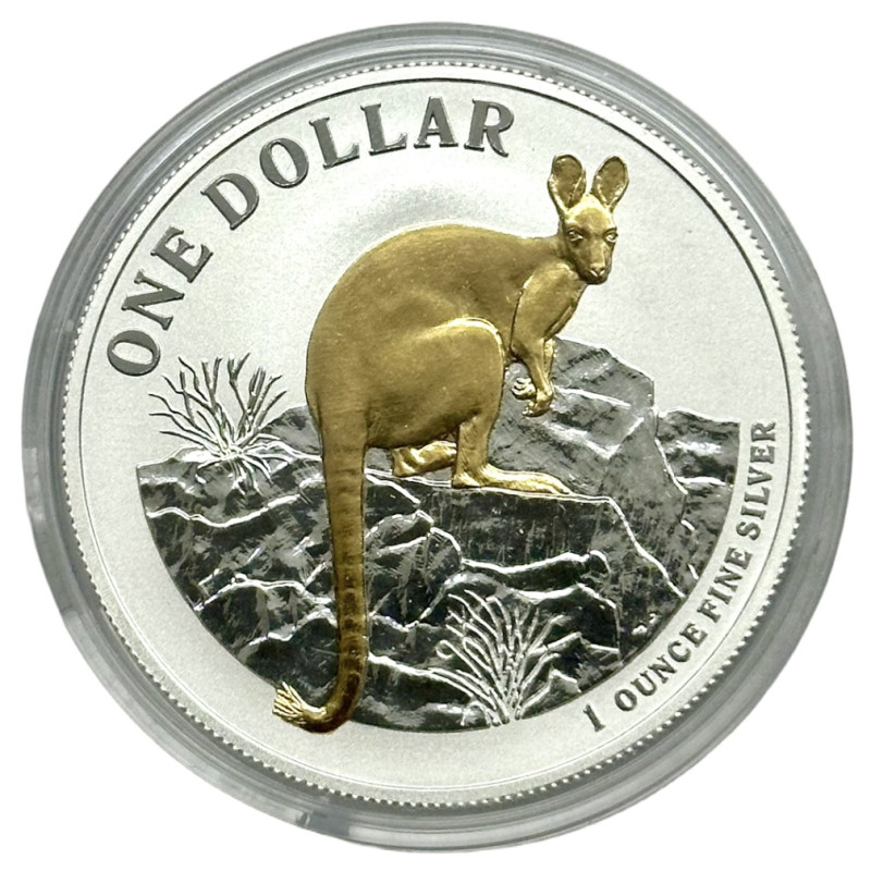 Strieborná minca 1 Oz Kangaroo (RAM) 2010 Pozlátené