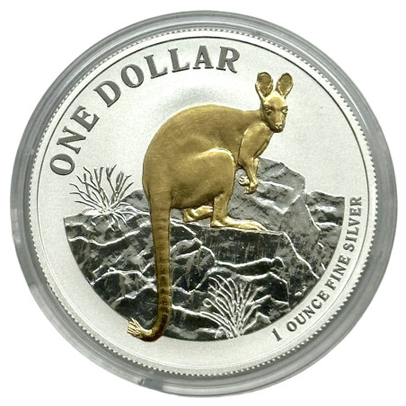 Strieborná minca 1 Oz Kangaroo (RAM) 2010 Pozlátené
