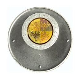Bimetalová pamätná minca 1 Oz so zlatou inlejou a hologramom k roku 2000 proof