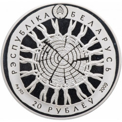 Sríborná pamätná minca 1 Oz Bielorusko k 600. výročiu Prírodnej Rezervácie Bielovežského pralesa 2009 Proof