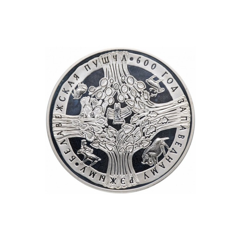 Sríborná pamätná minca 1 Oz Bielorusko k 600. výročiu Prírodnej Rezervácie Bielovežského pralesa 2009 Proof