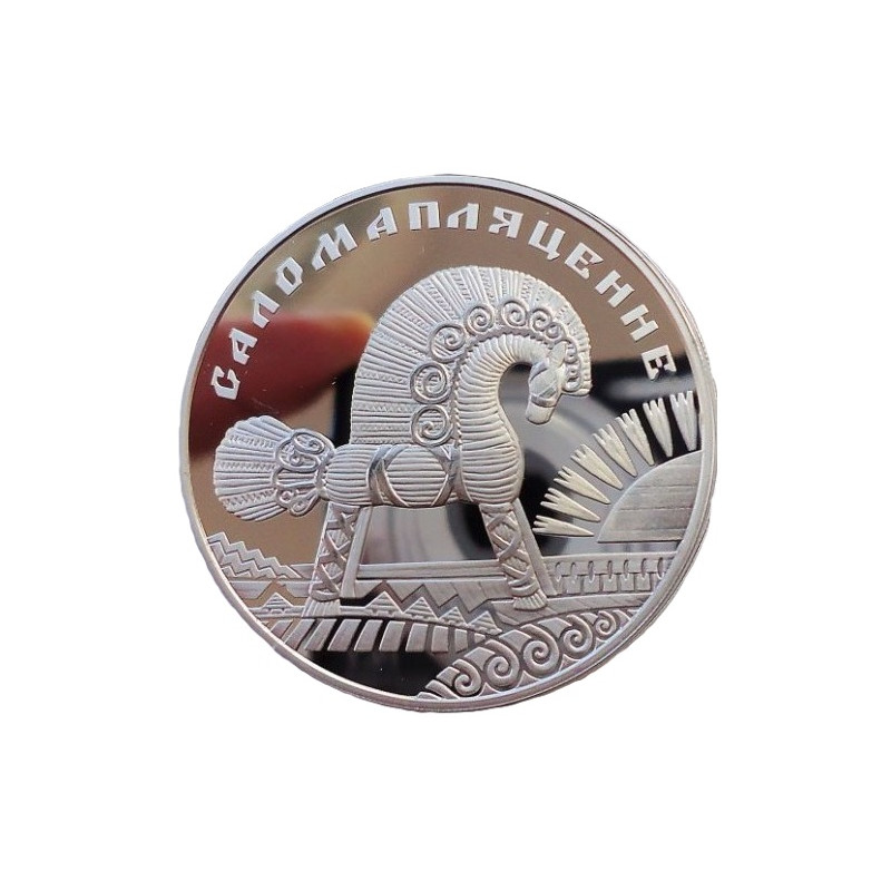 Strieborná pamätné mince 1 Oz Bielorusko Ľudové umenie slama 2009 Proof