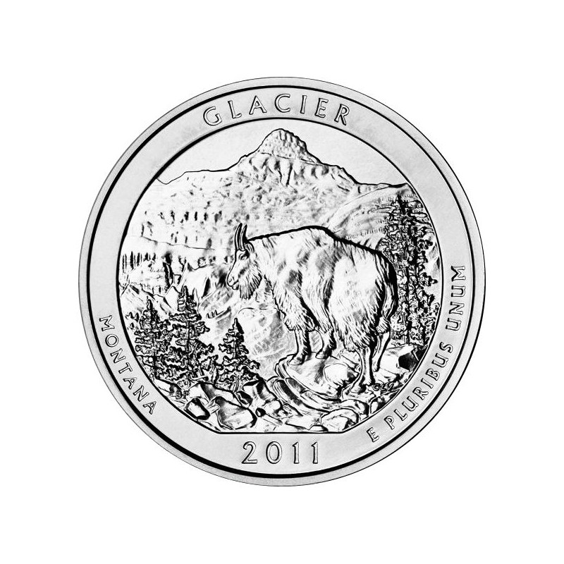Strieborná minca 5 Oz Národný park Glacier Monthana 2011