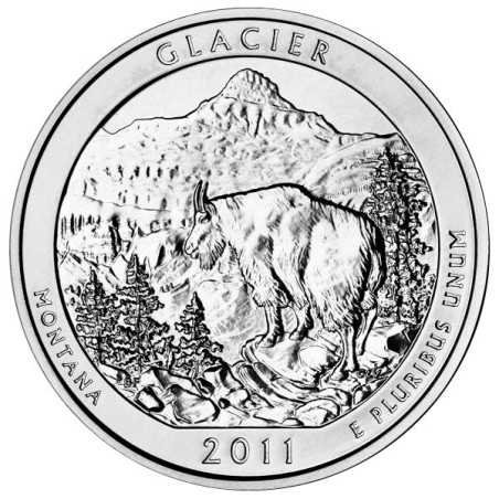 Strieborná minca 5 Oz Národný park Glacier Monthana 2011