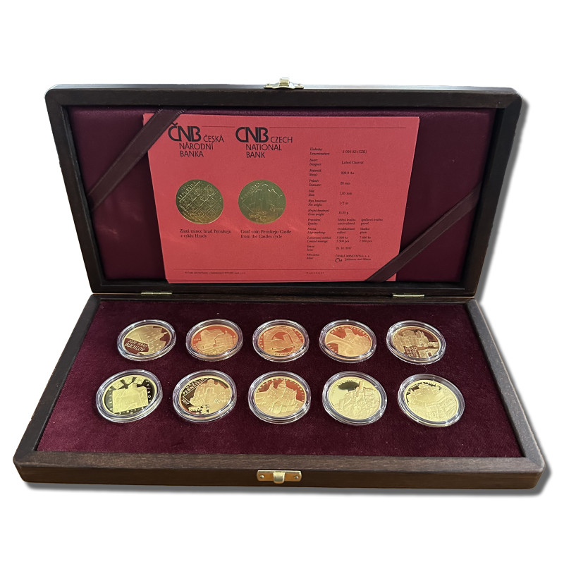 Súprava zlatých mincí 10 x 1/2 Oz Hrady ČNB Proof