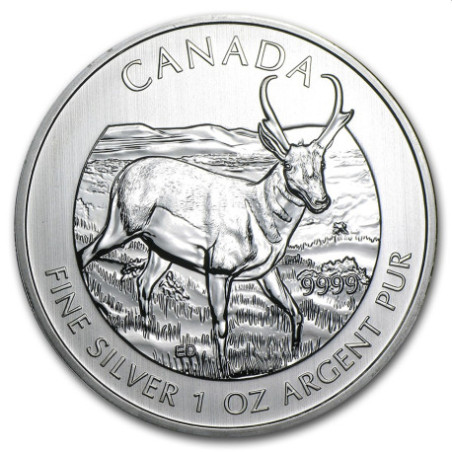 Strieborná minca 1 Oz Canadian Wildlife Antelope 2013